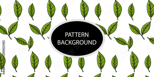 Handran popular matcha latte pattern background. Minimalist matcha leaf collection