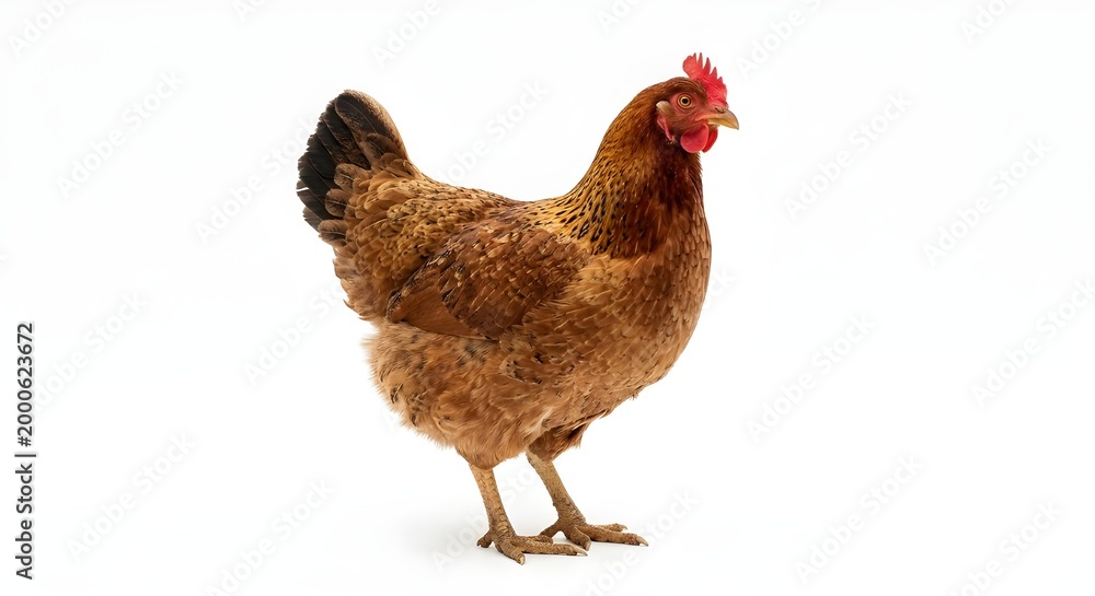 Fototapeta premium village free-range red colour country chicken isolated om white background