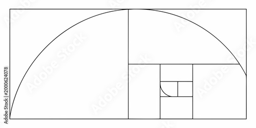golden ratio spiral illustration with geometric squares on white background high quality professional detailed modern