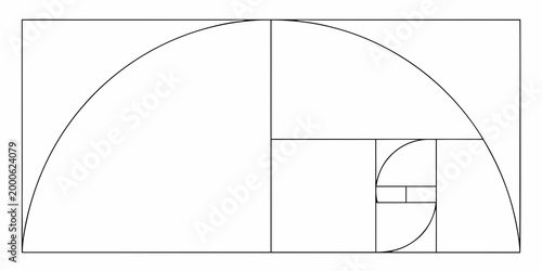 golden ratio spiral illustration with geometric squares on white background high quality professional detailed modern