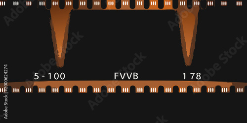 vintage 35mm film strip segment with sprocket holes on black background high quality professional detailed