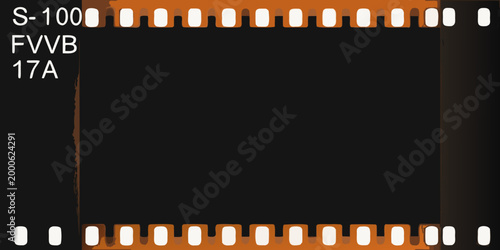 vintage 35mm film strip with orange border and sprocket holes high quality professional detailed modern