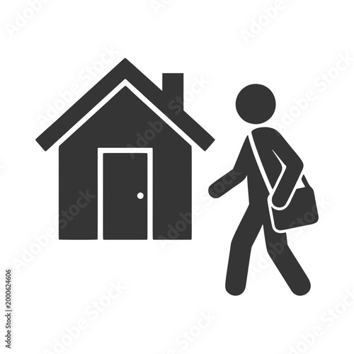 帰宅する人物のシルエットアイコン