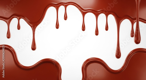 Delicious melted chocolate drips isolated on white background
