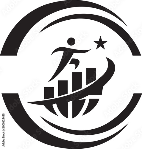 Business Growth Logo Success Achievement Career Progress Abstract Circle Icon