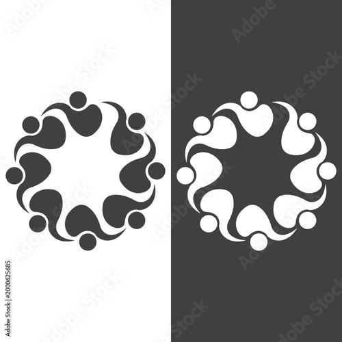 People Circle Logo Community Teamwork Unity Social Connection Icon Set