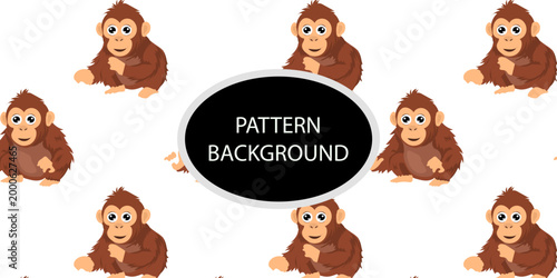 Happy monkey background with jungle monkeys in action poses. cute monkey pattern
