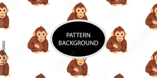 Happy monkey background with jungle monkeys in action poses. cute monkey pattern
