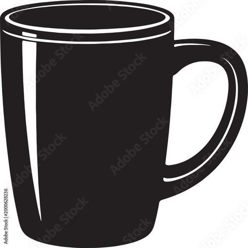 Black coffee mug silhouette icon minimalist cup vector illustration