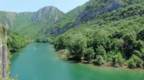 Matka Canyon in Skopje, North Macedonia. Landscape of Matka Canyon and lake, a popular tourist destination in Macedonia