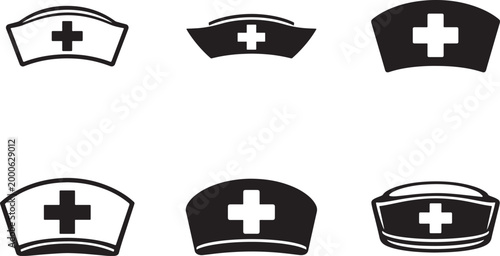 Nurse hat icon set in clean vector style for healthcare, medical apps, website, logo and UI design.