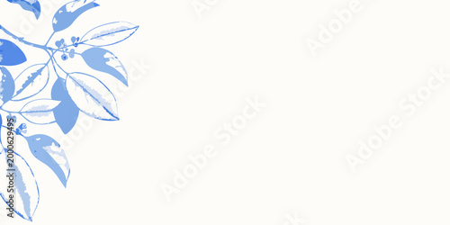 minimalist branch illustration with blue leaves on white background high quality professional detailed modern elegant