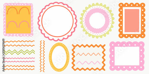 whimsical collection of pastel colored decorative frames and borders high quality professional detailed modern elegant