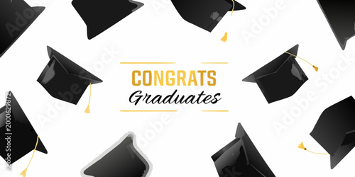 graduation caps with gold tassels on white background high quality professional detailed modern elegant stylish