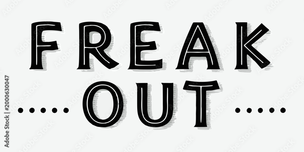 Foto bold rounded bubble letter text freak out on white background