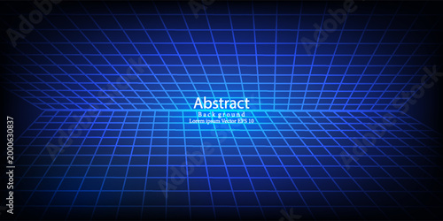 Futuristic grid background with light burst. Abstract digital tunnel for high-speed data flow, cyber space and virtual reality. Modern creative trendy design in vector EPS 10