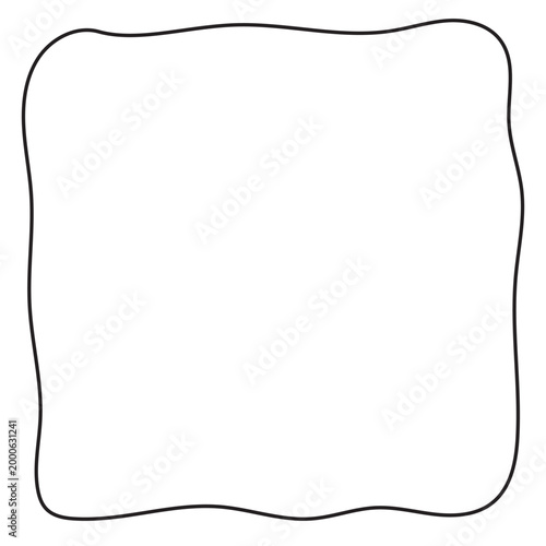 Black simple square wavy frame. Line art for coloring, design, print, background, icons.