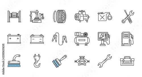 Set of Car Repair and Maintenance Icons.