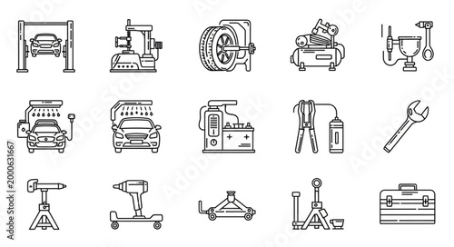 Set of Car Repair and Maintenance Icons.