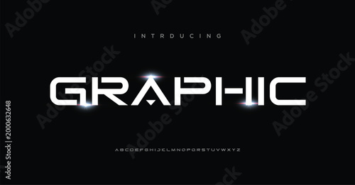 Sport, Graphic Alphabet Font. Modern urban style fonts for technology, digital, movie logo design. vector illustration 