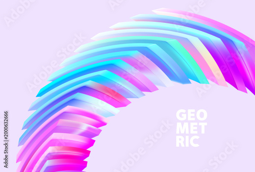 Transparent and glass 3D geometric shape. Abstract composition of squares and rectangles in liquid glass style. Vector elements for poster design.