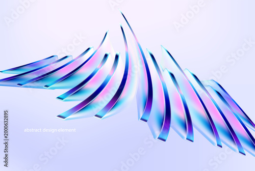 Abstract vector background of 3D glass circle and ovals. Transparent iridescent geometric shapes for poster and presentation design.