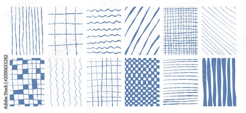 Vector doodle hand-drawn rectangle backgrounds collection with grids, waves, stripes, checks for social media, stationery, modern branding, posters, cards, tags, isolated on light background