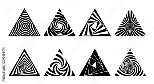 Foto Optical Illusion Triangles, Psychedelic Geometric Patterns, Abstract Swirl Desig