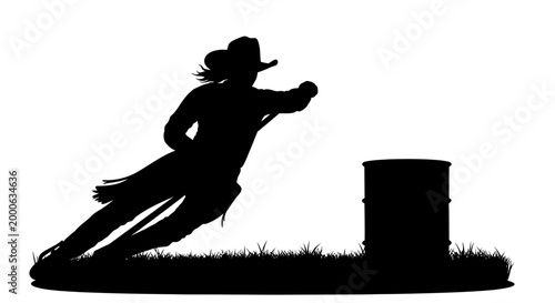 Fotografía cowgirl silhouette running around barrel high quality professional