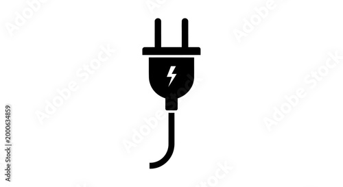 electric plug icon with lightning bolt on white background