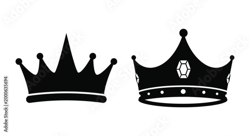 two crown silhouettes on white background silhouette