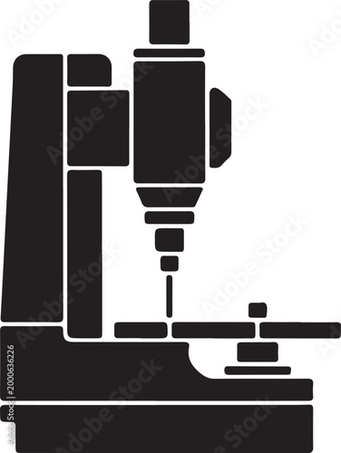 A black silhouette of a coordinate measuring machine. Silhouette vector illustration