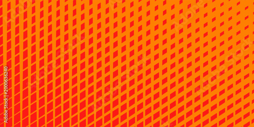Vibrant orange and red halftone pattern fills the entire view