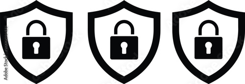 Three shields with padlock symbols indicating security and protection concepts