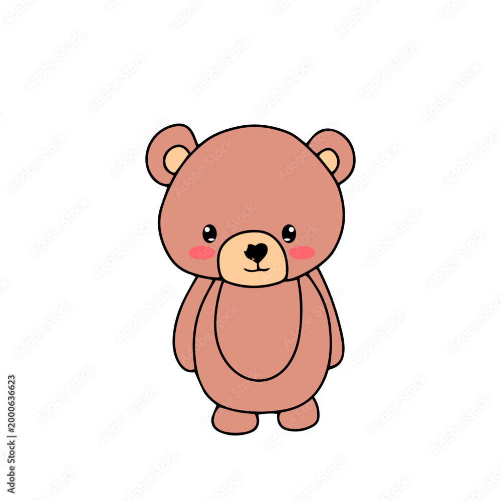 Fototapeta premium Adorable kawaii bear activity different and pose. bear flat cartoon