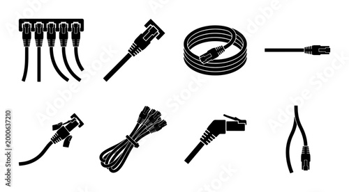 Tableau sur toile Network Cable Connectors, Ethernet RJ45 Plugs, and Wire Bundles: Technology Data
