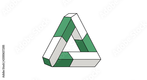 Impossible triangle penrose triangle optical illusion vector illustration