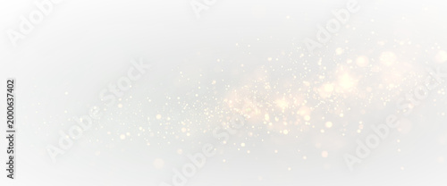 Abstract glowing particles with golden glitter sparkle and magical dust motion, bright festive shimmer overlay isolated on transparent background for luxury holiday design
