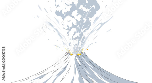 Volcanic eruption with smoke and ash