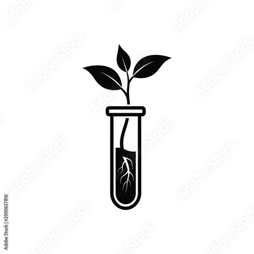 Biotechnology plant sprout in test tube vector icon, laboratory research and agricultural science symbol, eco-friendly green technology logo