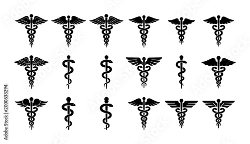 Photos Caduceus Symbol Collection, Medical Healthcare Icons, Pharmacy and Medicine Vect