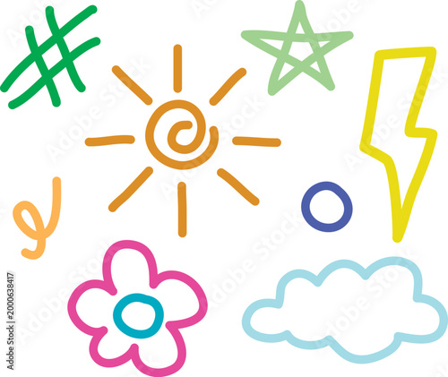 Simple colored shapes, children's drawing, background for children