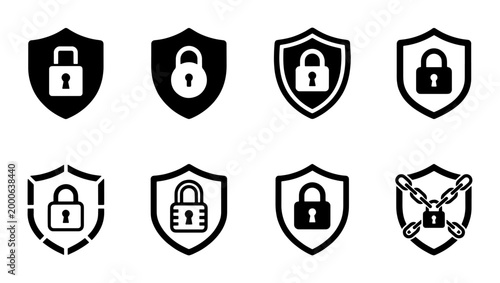 Tableau sur toile Security Shield Icons, Digital Protection Symbols, Cyber Safety Locks, Data Priv