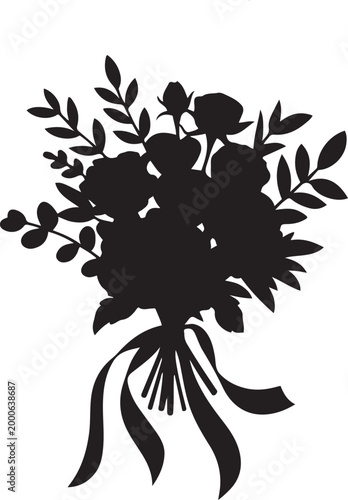 Bride Bouquet Wedding. Silhouette vector illustration