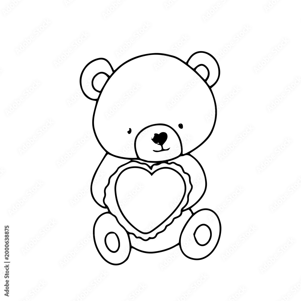 Obraz premium Handrawn baby bear variant activity. coloring page design for presschool. eat, sleep, bathup, 