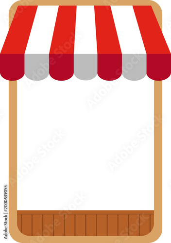 Blank Storefront Frame with Awning ,Online Storefront Concept Illustration