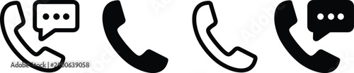 Phone icons, handset with speech bubble, communication, conversation, call.