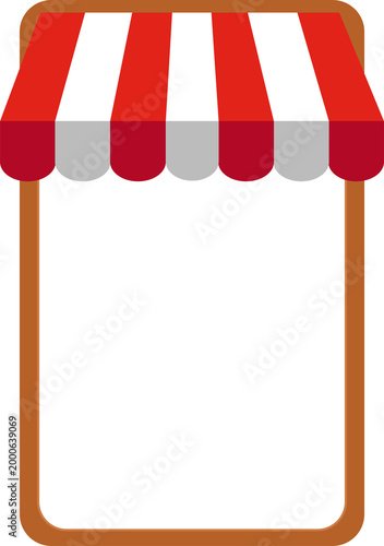 Blank Storefront Frame with Awning ,Online Storefront Concept Illustration