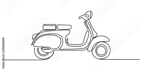 Fotografia Continuous one line drawing of a retro vintage scooter