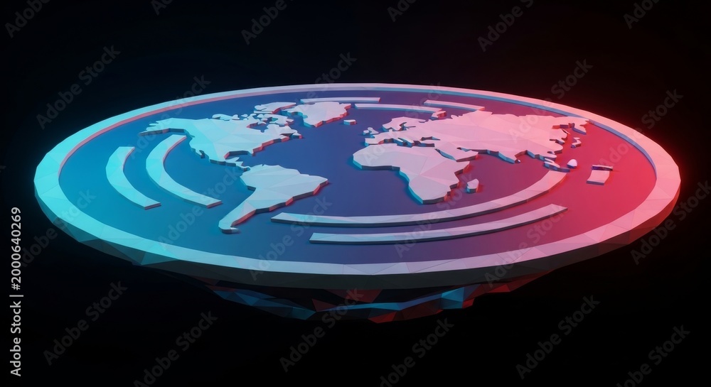 Fototapeta premium Abstract Flat Earth World Map Concept
